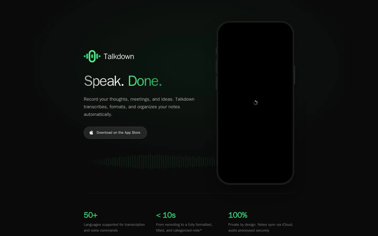 Talkdown website homepage