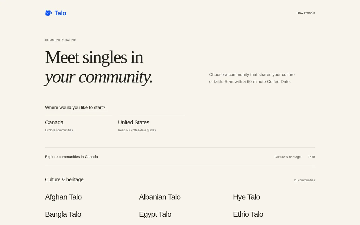 Talo screenshot showing a list of different languages