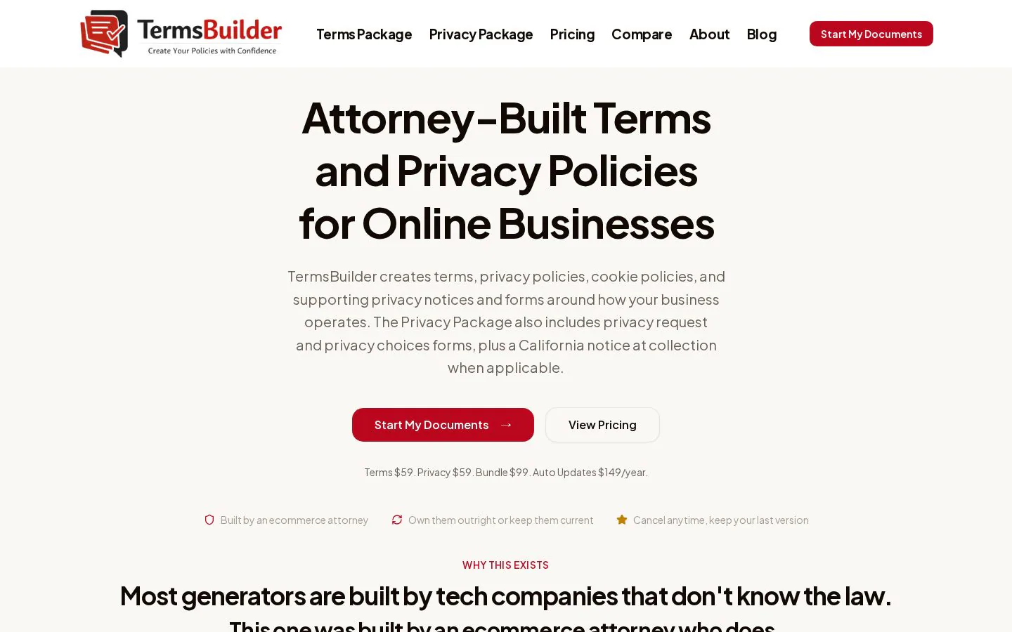 TermsBuilder website homepage