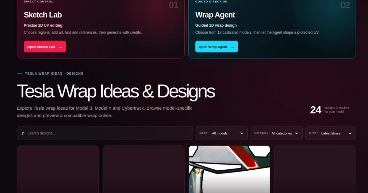 Tesla Wrap Gallery product screenshot