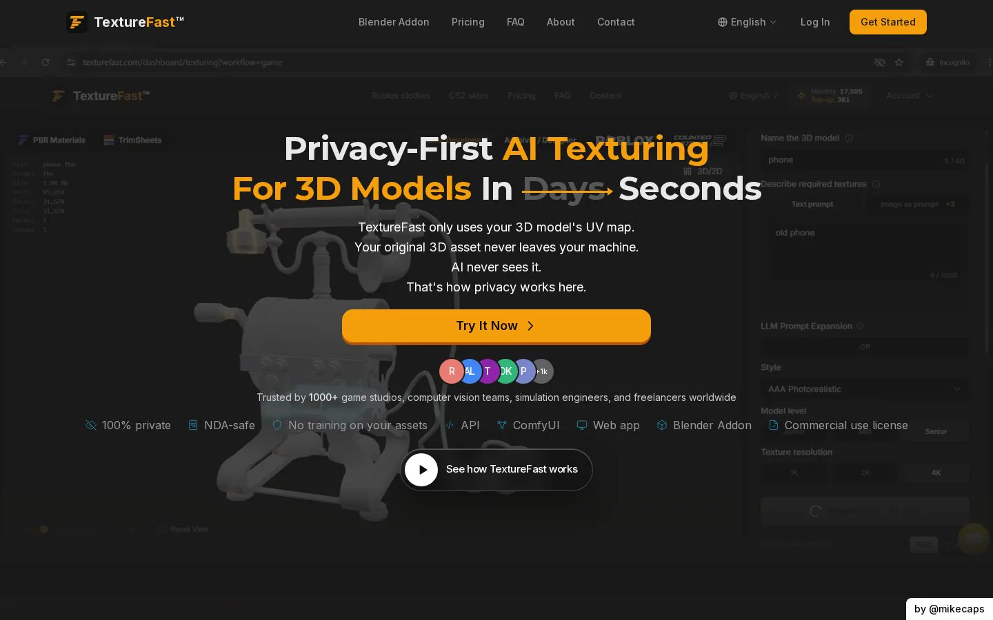 TextureFast website homepage