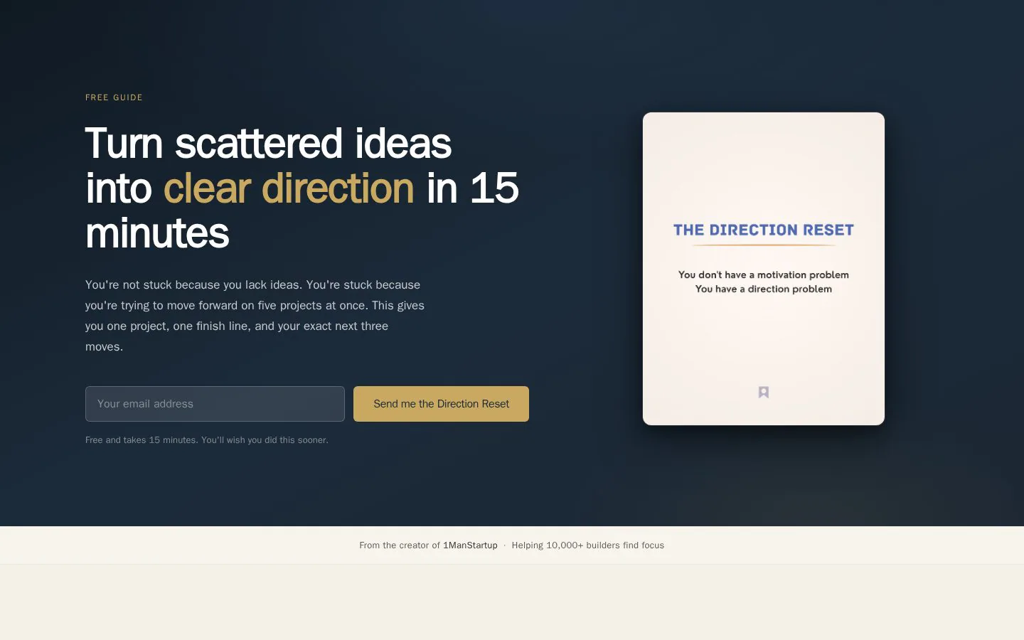 The Direction Reset website homepage