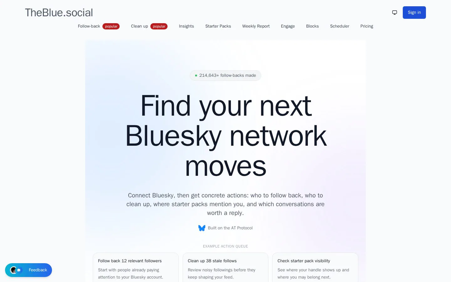 TheBlue.social website homepage