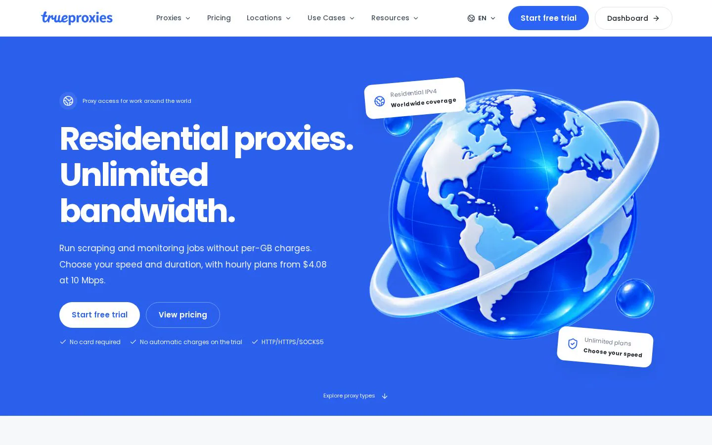 Homepage of trueproxies.com