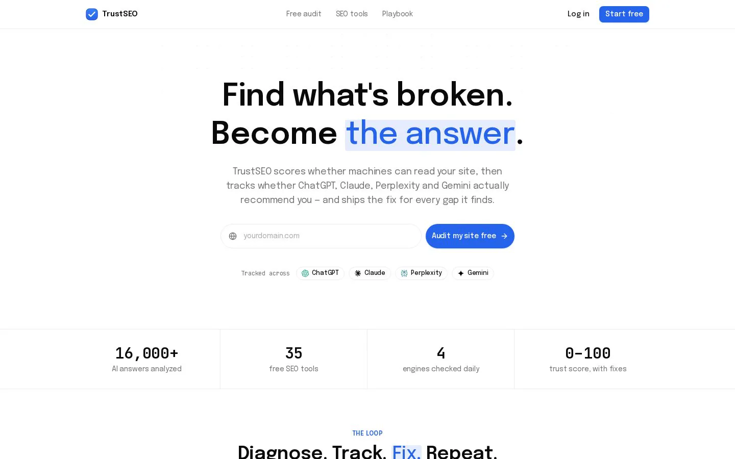 TrustSEO website homepage