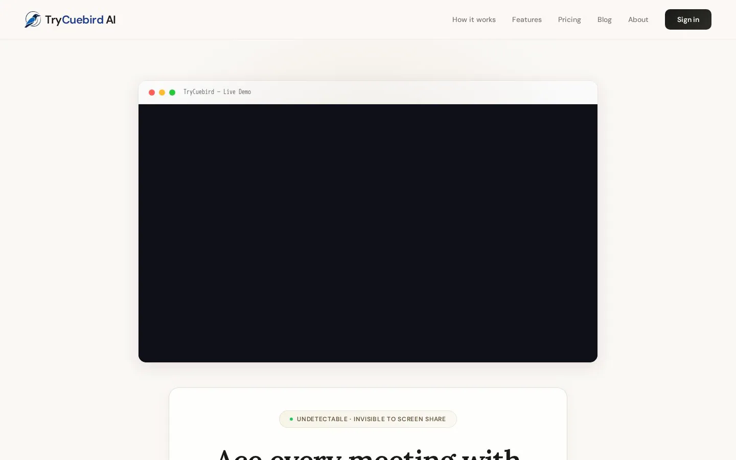 TryCuebird AI website homepage