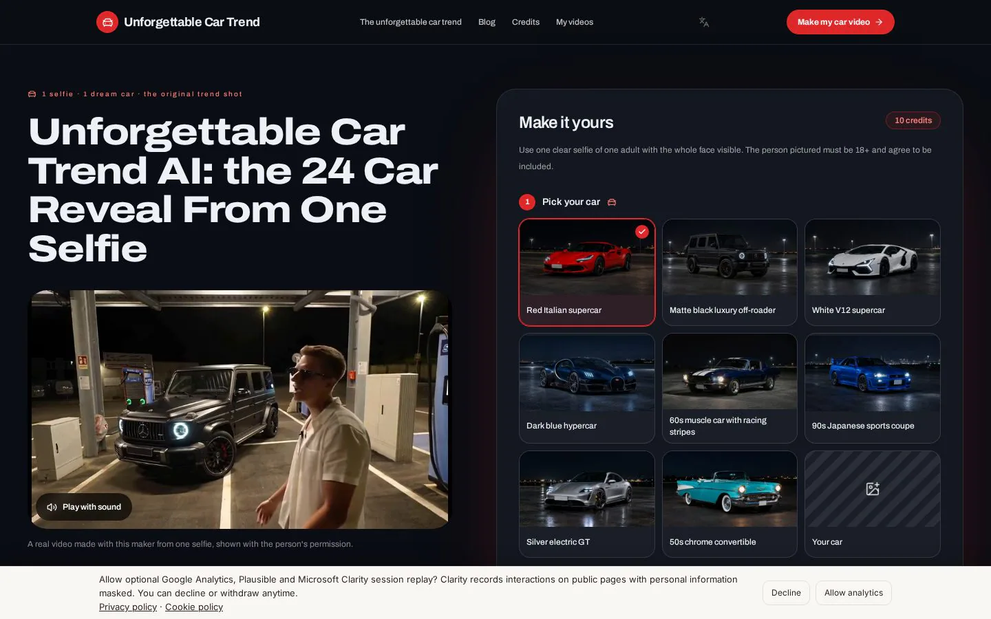 Unforgettable Car Trend screenshot showing a man looking at cars