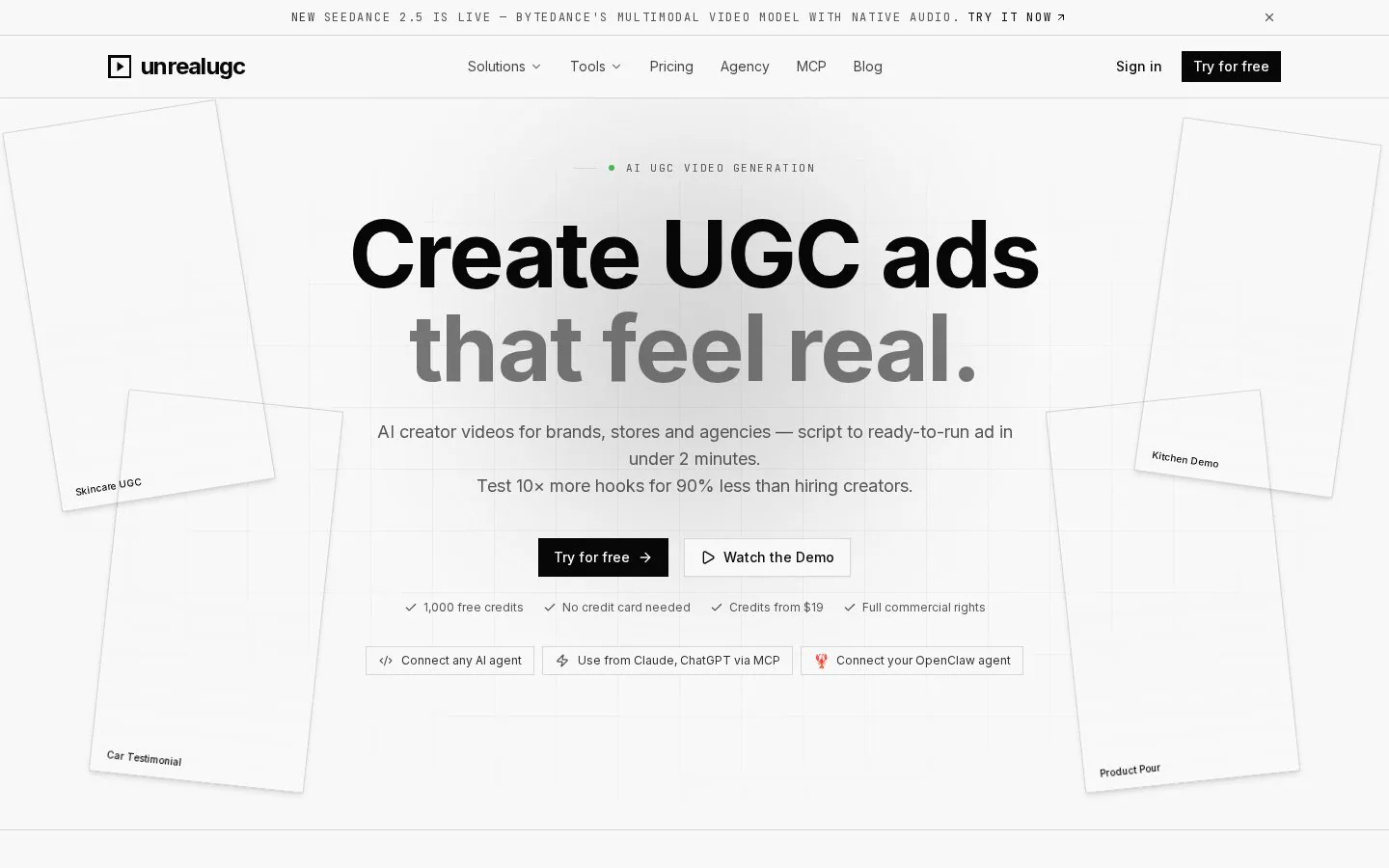 UnrealUGC website homepage