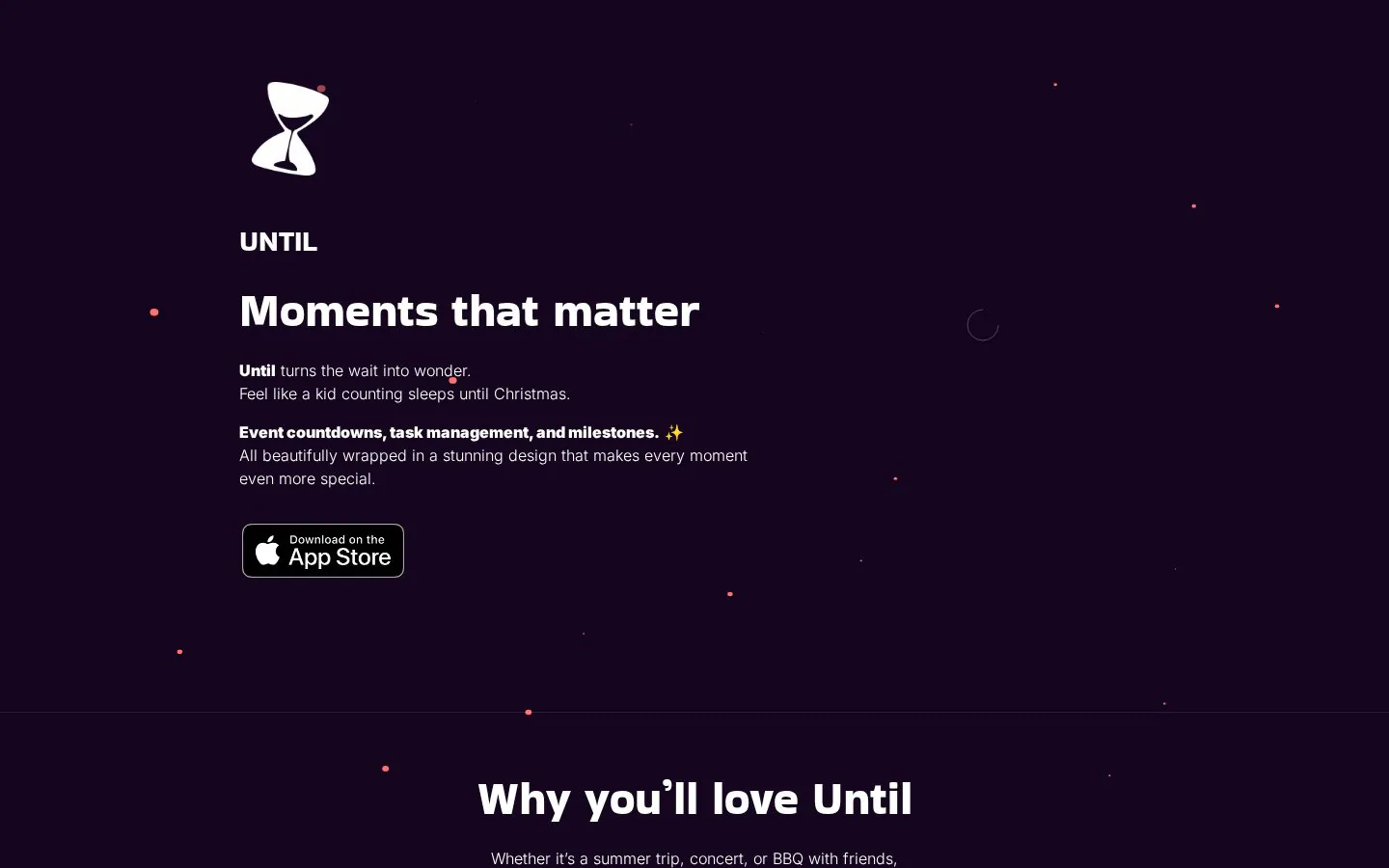 Until App website homepage