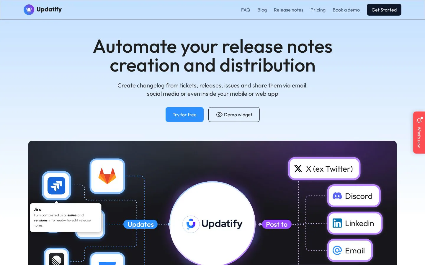 Updatify website homepage