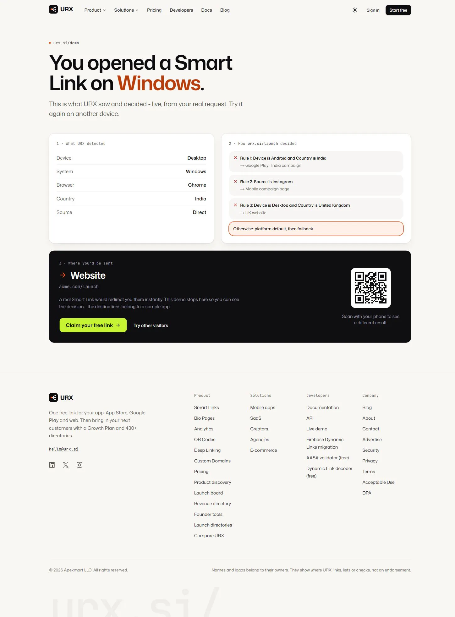 URX product screenshot