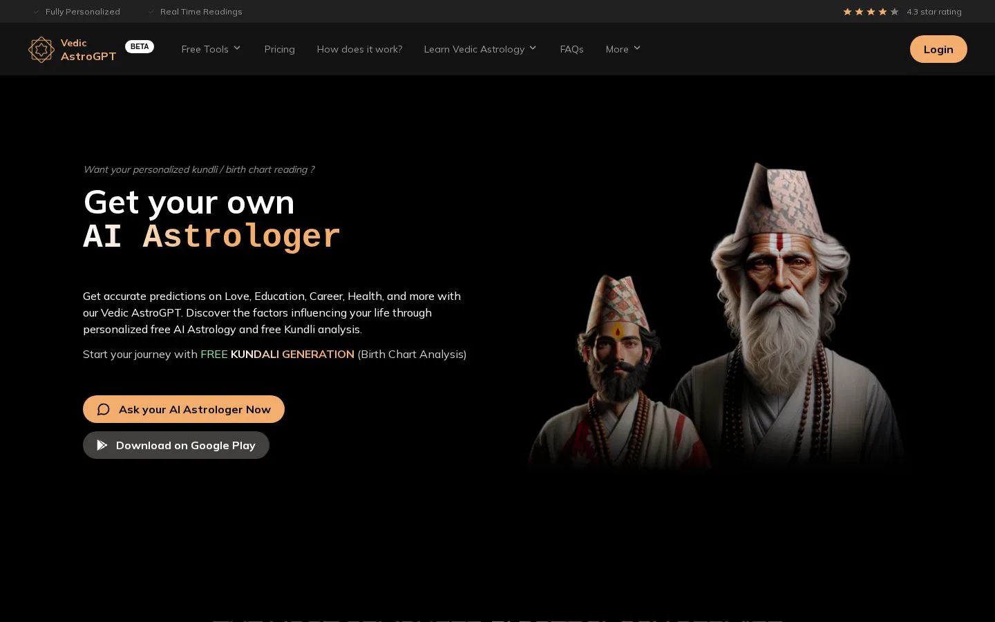 Vedic AstroGPT website homepage