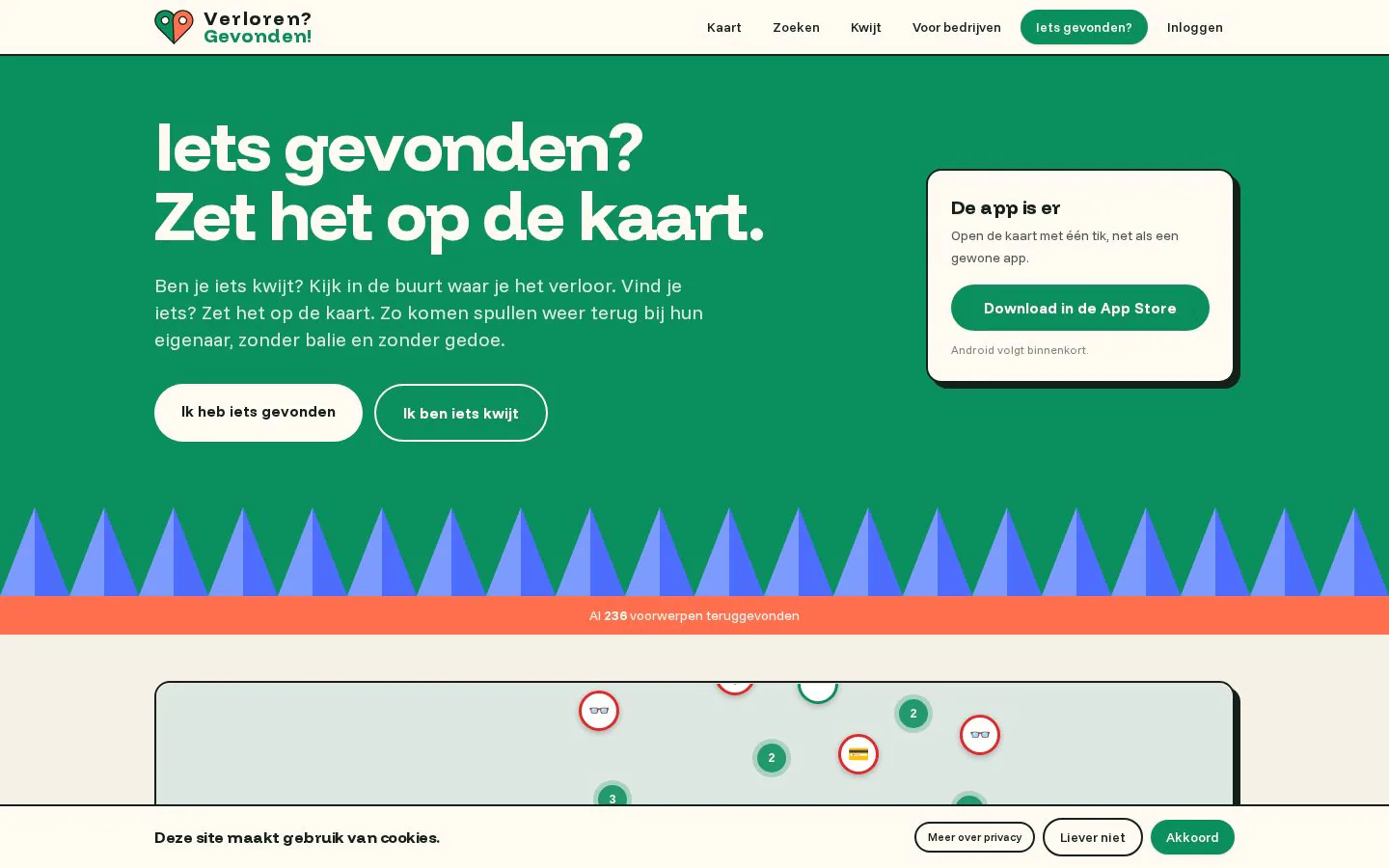verlorengevonden.nl website homepage