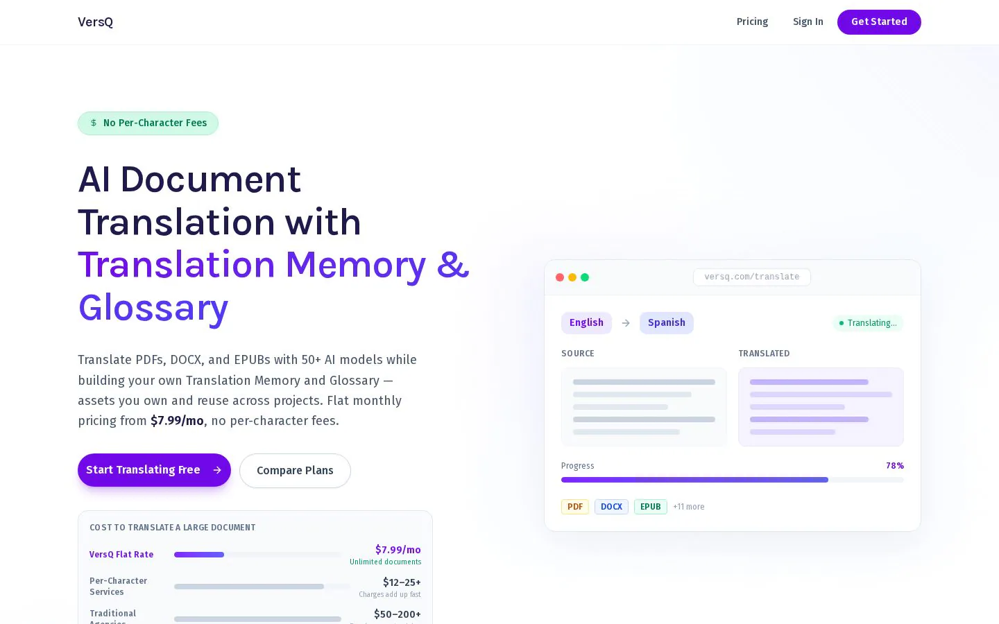 VersQ website homepage