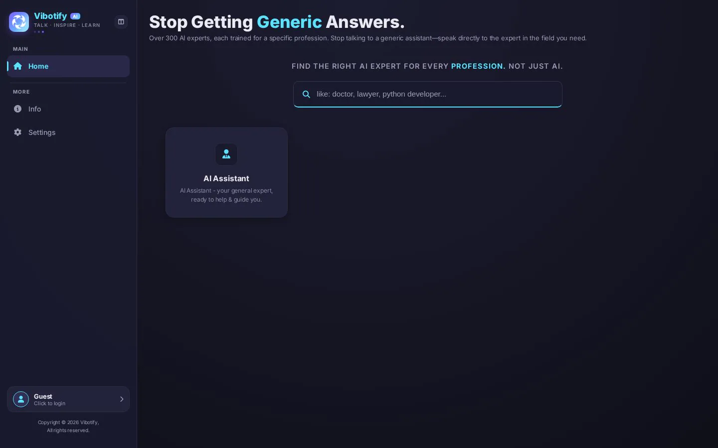 Vibotify website homepage