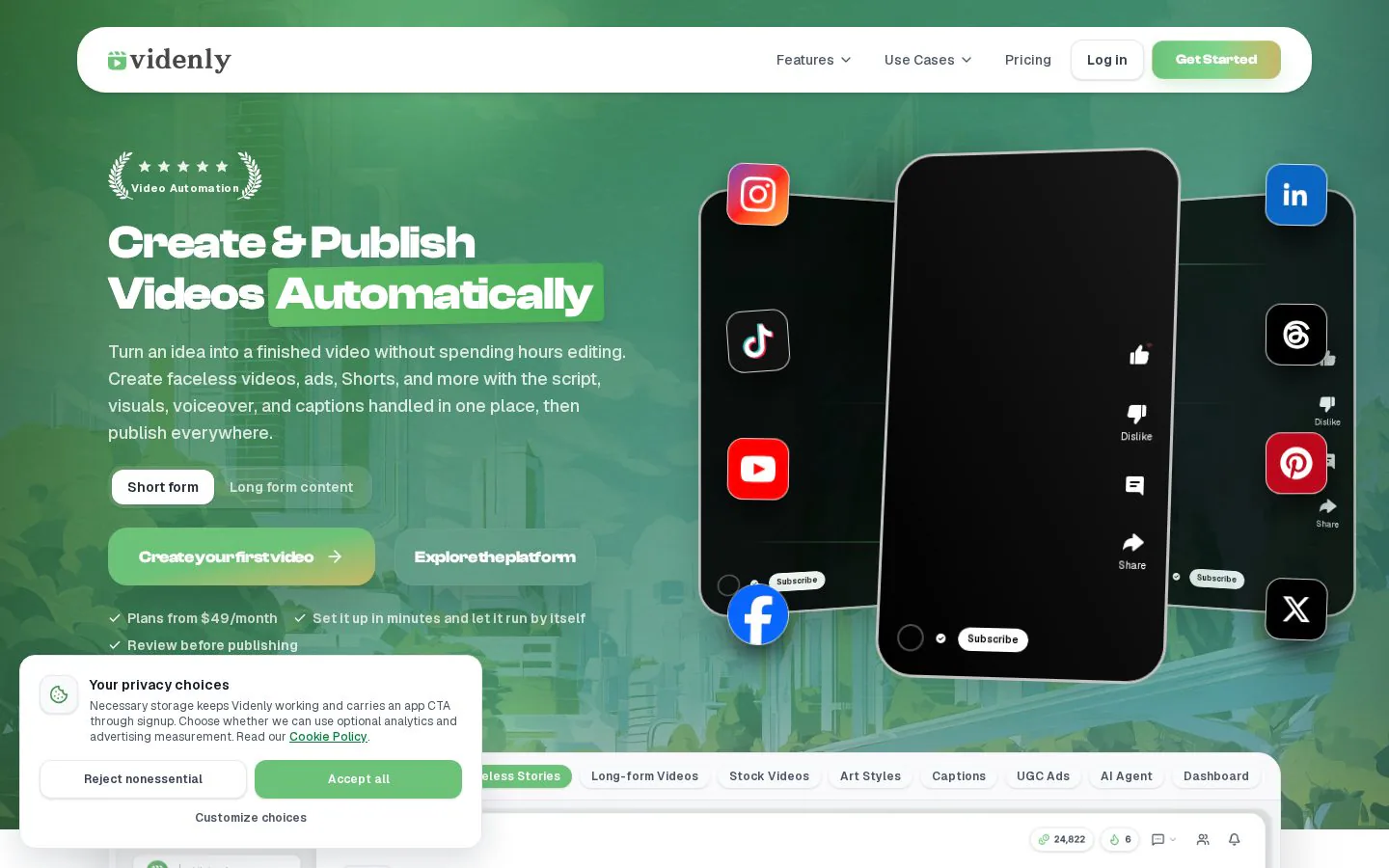 Homepage of videnly.com