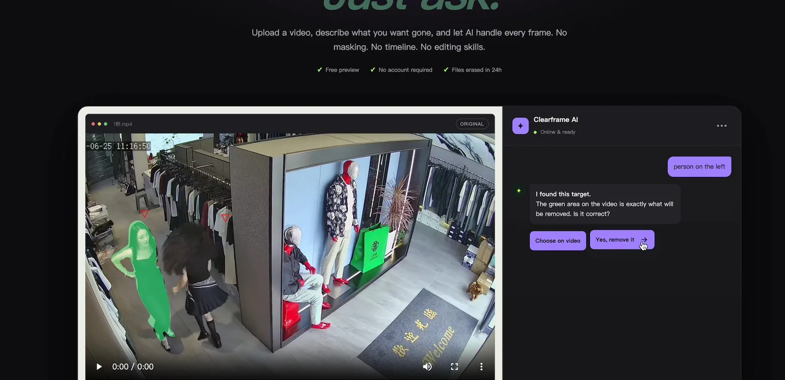 Video Object Remover screenshot on IndieTools