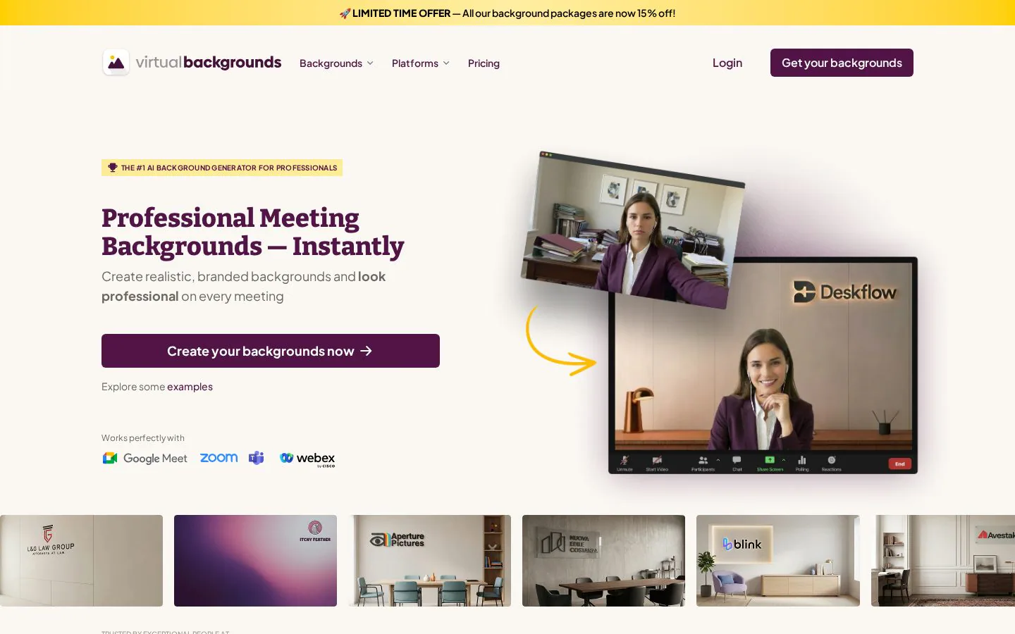 VirtualBackgrounds website homepage