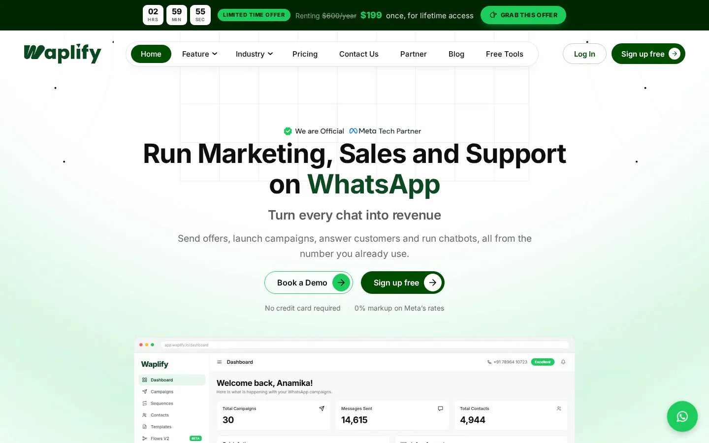 Waplify.io website homepage
