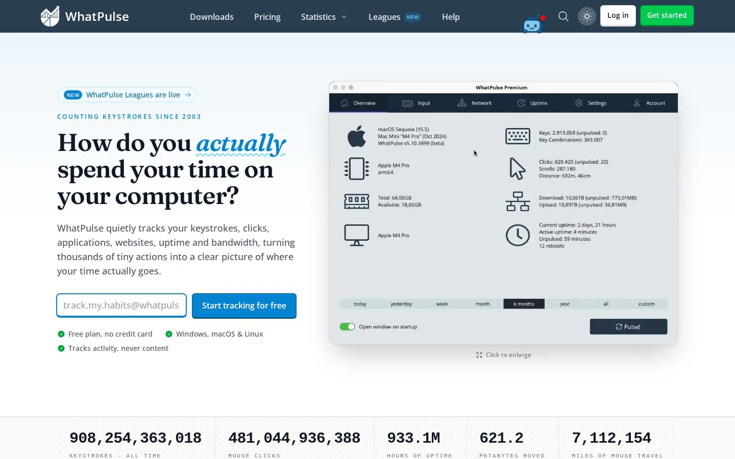 WhatPulse website homepage