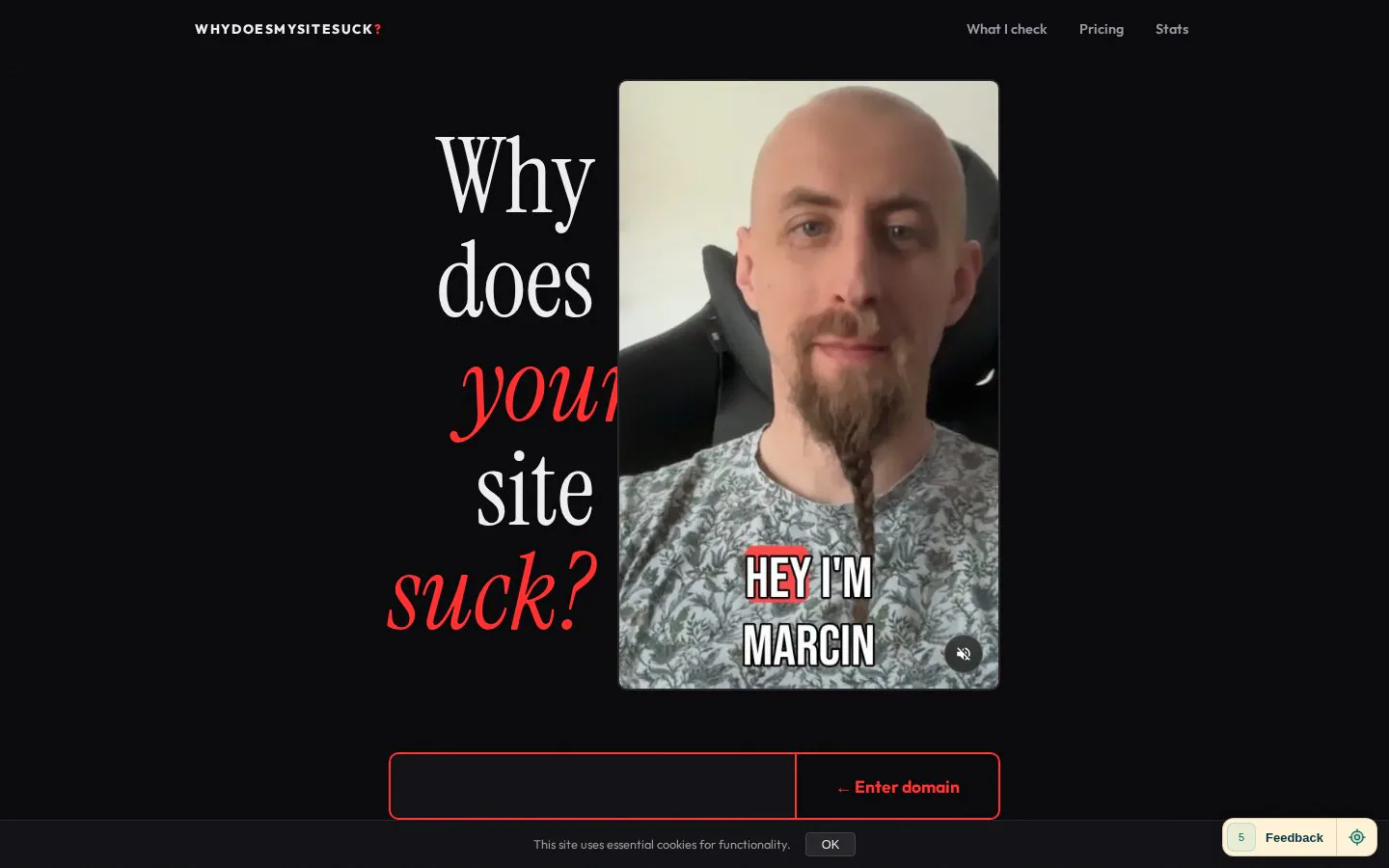 Why Does My Site Suck? website homepage