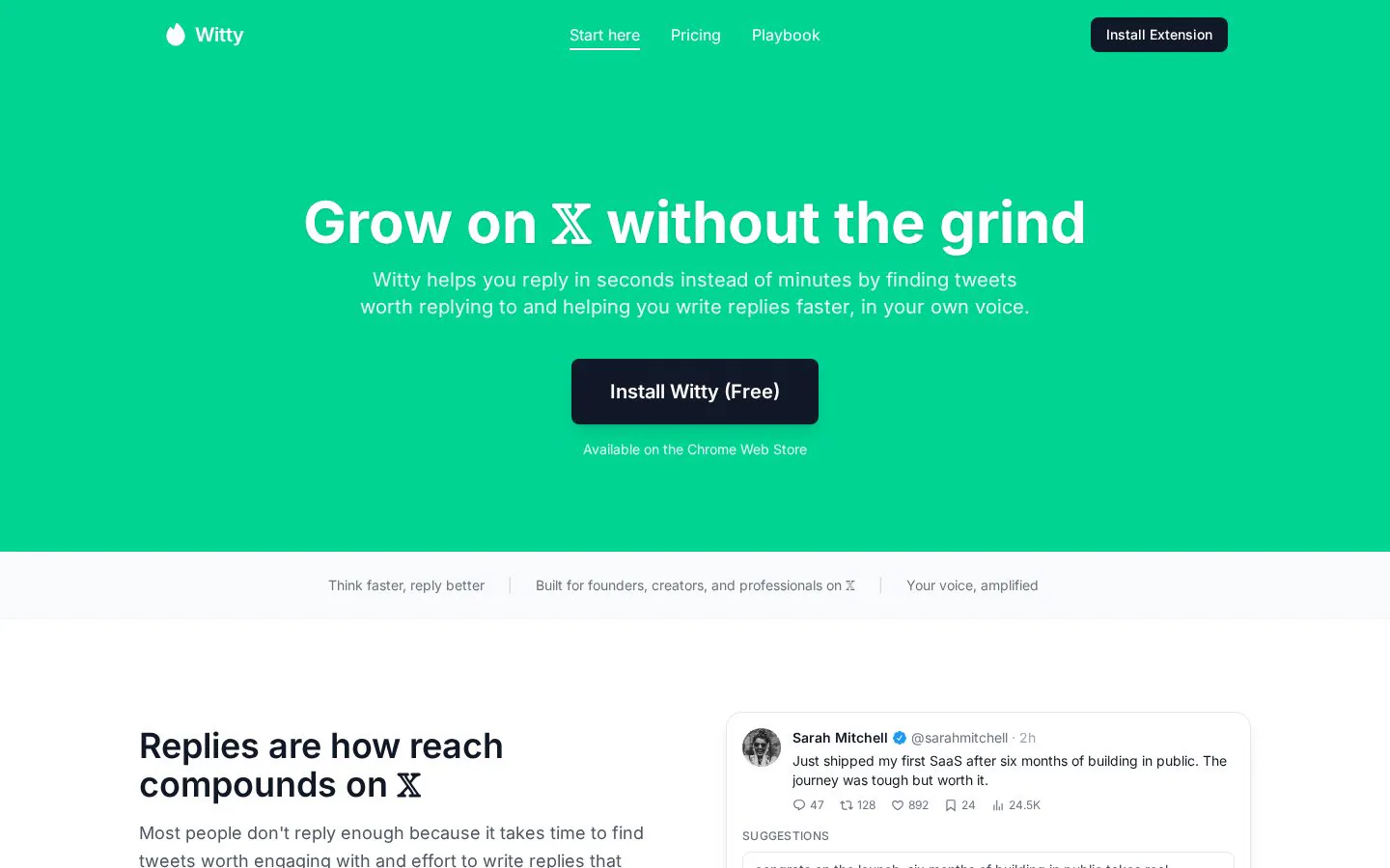 Witty website homepage