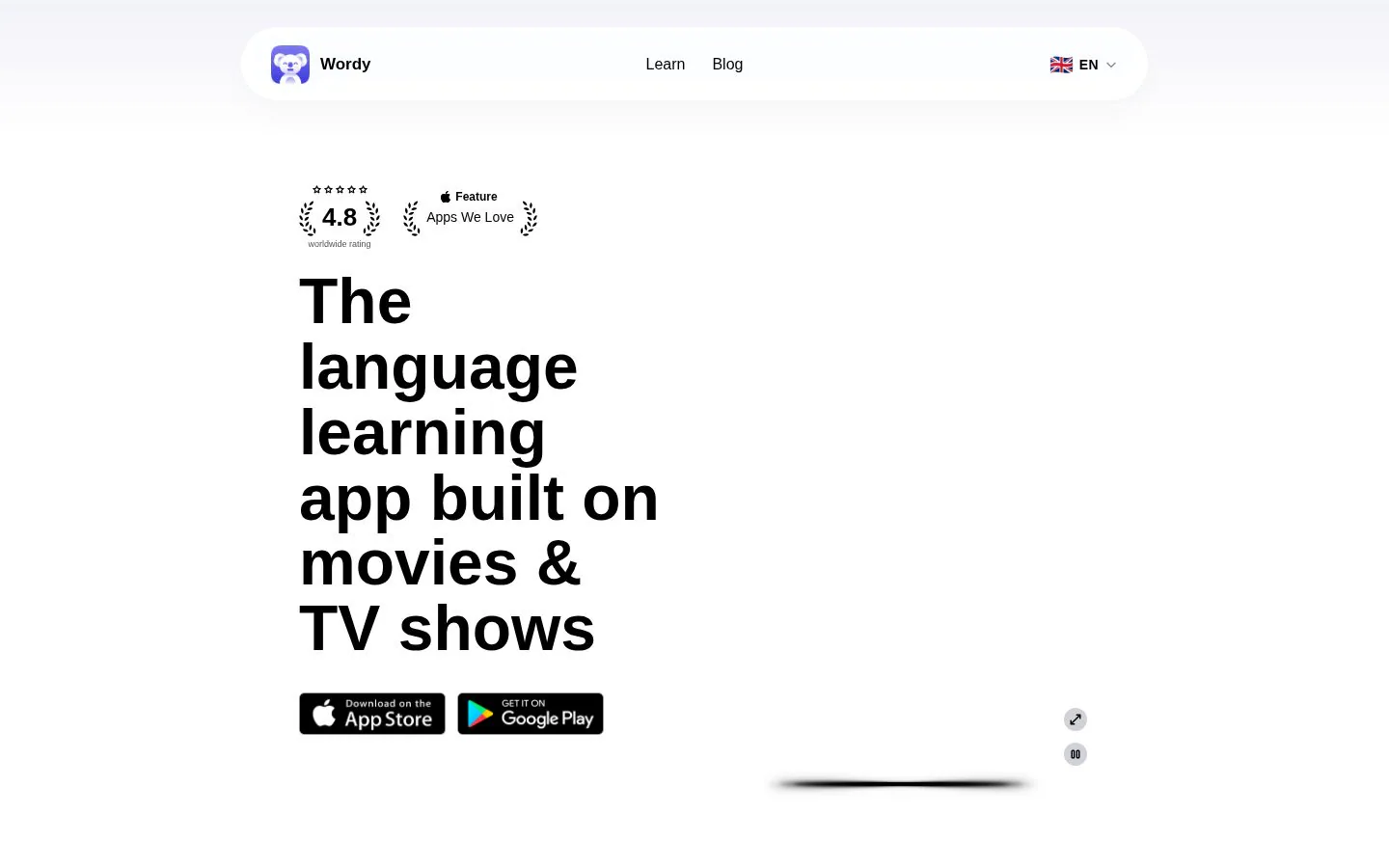 Wordy website homepage