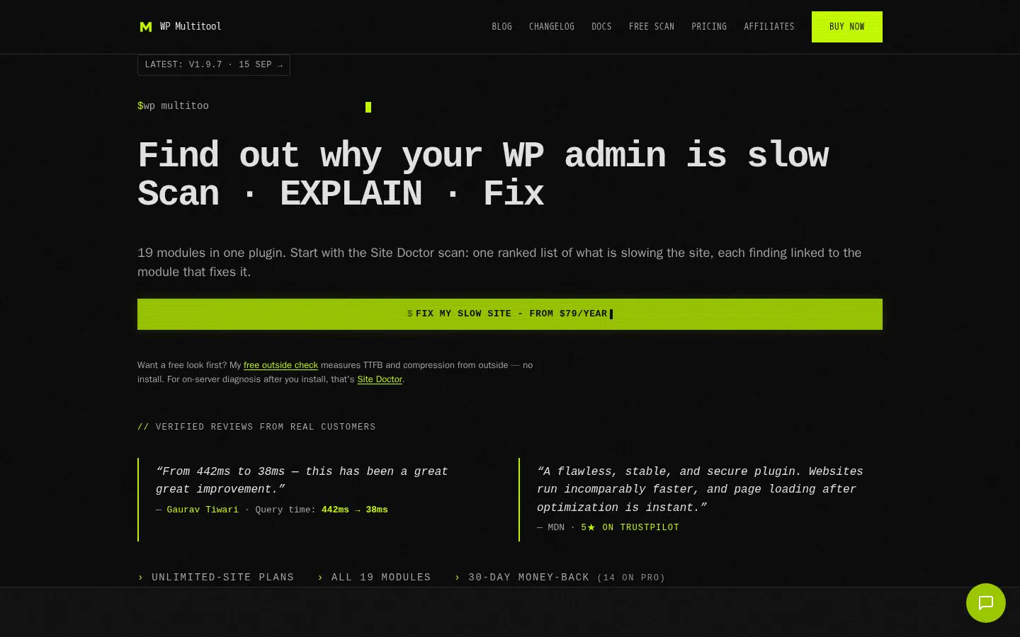 WP Multitool website homepage