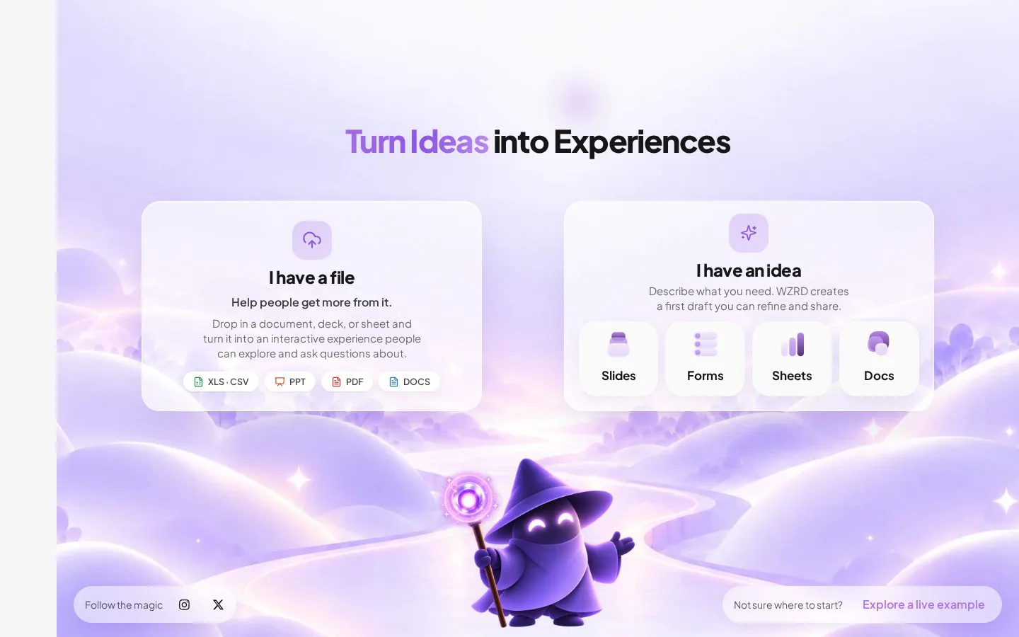 WZRD website homepage