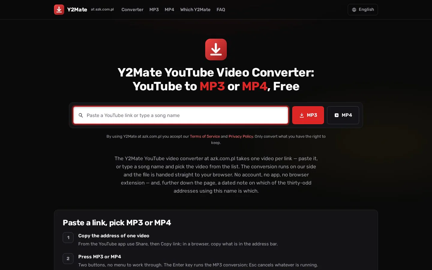 Y2Mate screenshot showing a link to a video converter