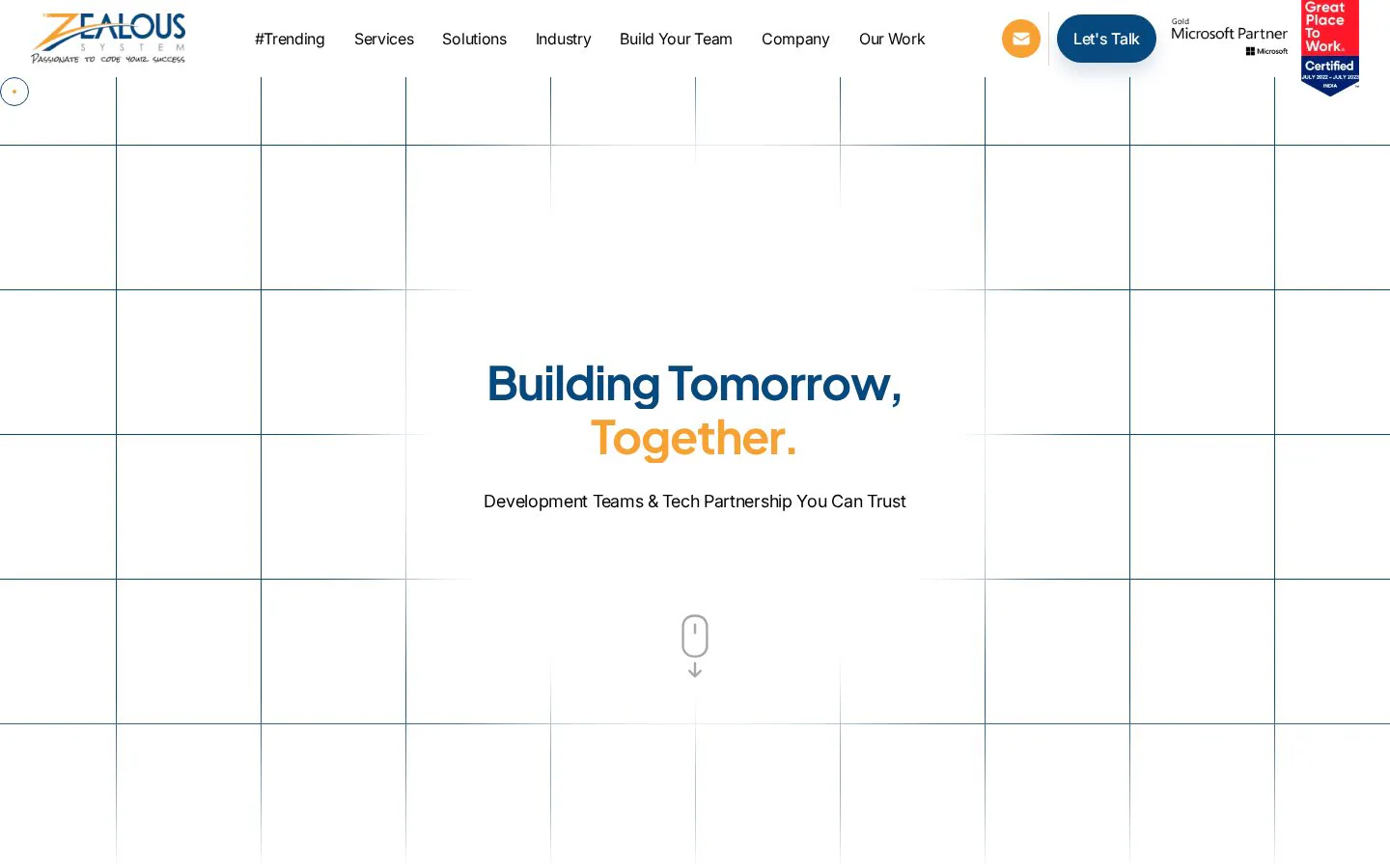 Zealous system website homepage