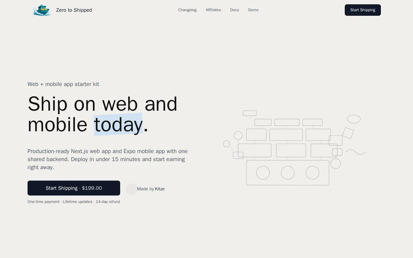 Zero to Shipped website homepage
